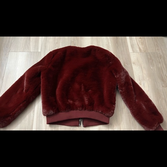 Forever 21 Burgundy Faux Fur Bomber Jacket - Picture 9 of 9